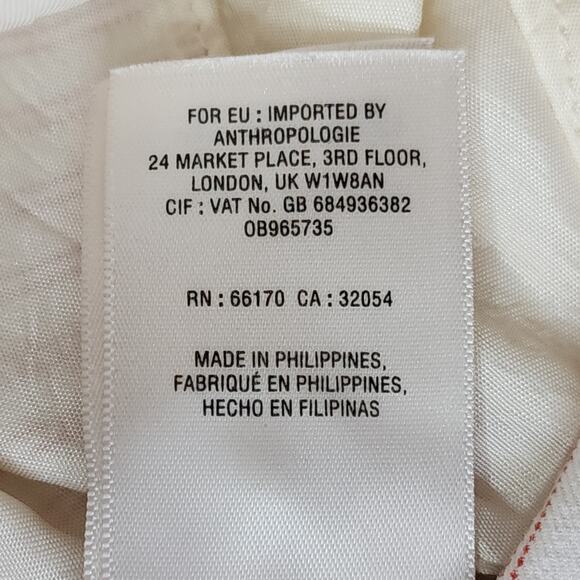 Anthropologie Pants Womens 4 Cream Red Striped Essential Slim Trousers Stretch - Picture 4 of 10